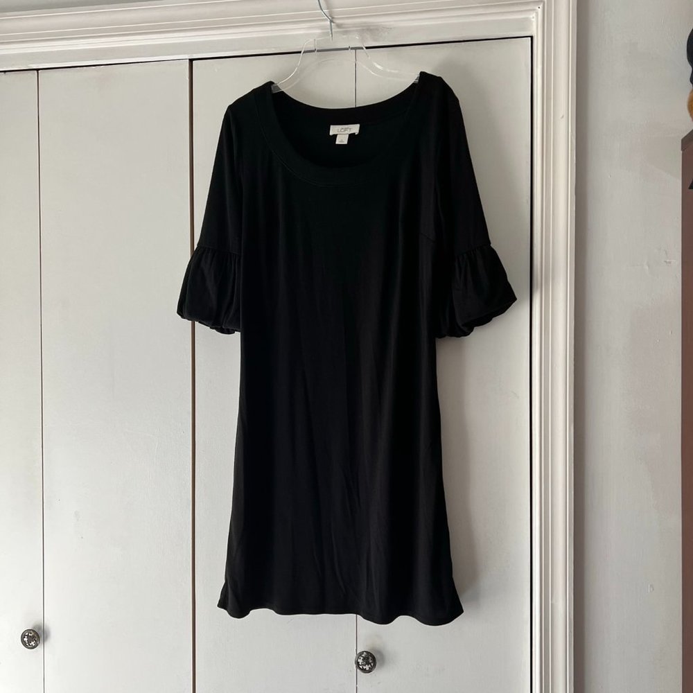 GUC - Loft Dress - Black w/Balloon Sleeves - Size 6
